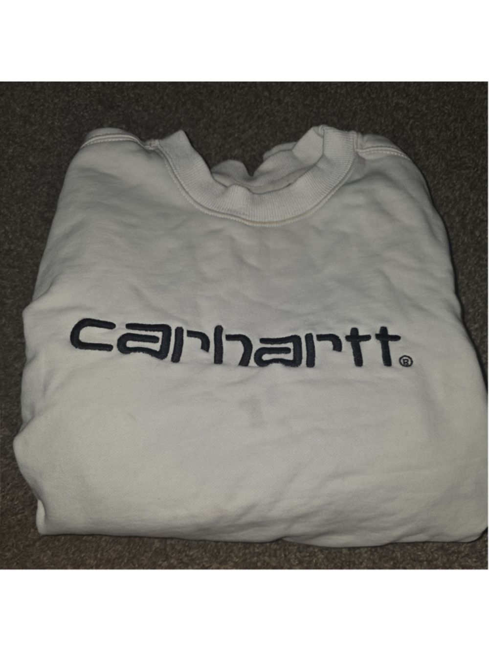 Womens Carhartt Sweatshirt Size L White Black Logo Crewneck